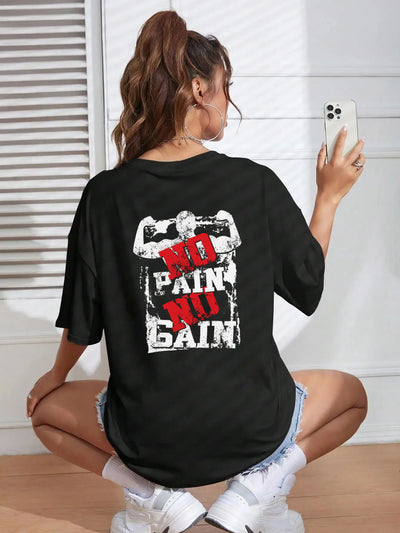 Camiseta Oversized Premium - Girl No Pain No Gain
