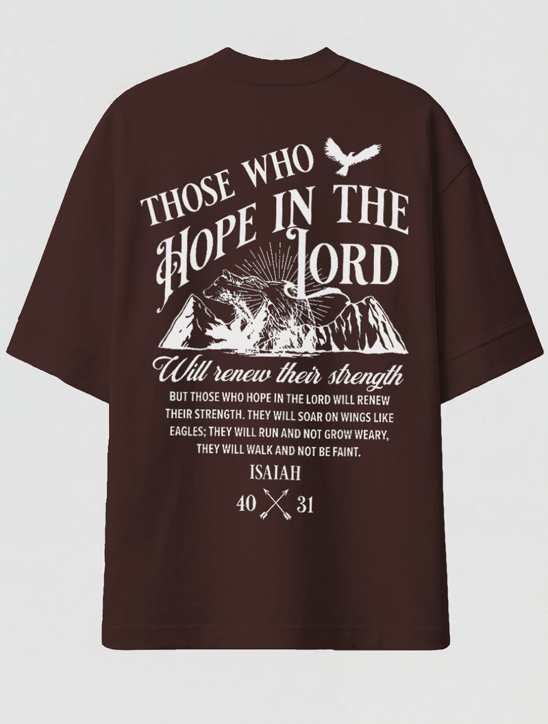 Camiseta Oversized Premium - Hope in the Lord Marrom