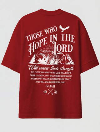 Camiseta Oversized Premium - Hope in the Lord Vermelha