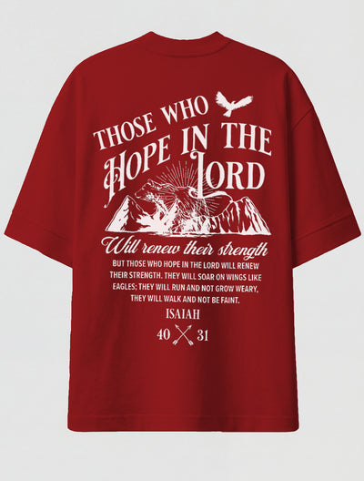 Camiseta Oversized Premium - Hope in the Lord Vermelha