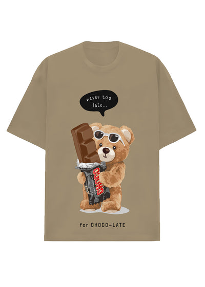 Camiseta Oversized Premium - Never too late chocolate