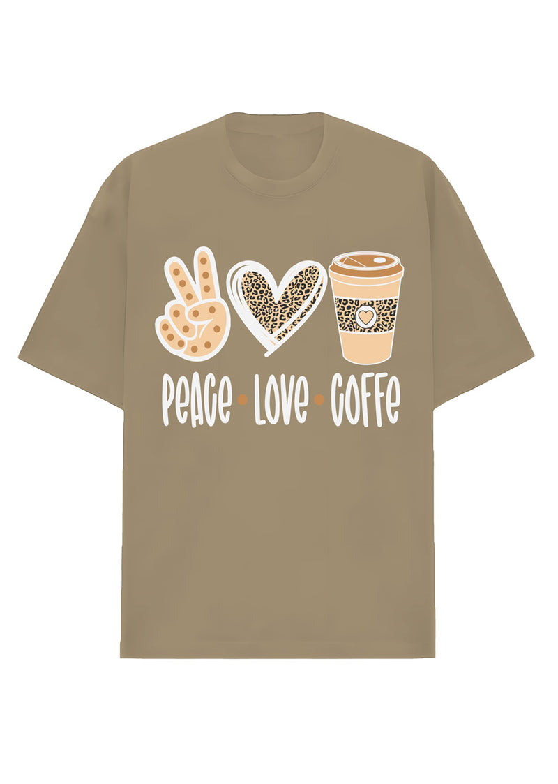 Camiseta Oversized Premium - Peace Love Coffee