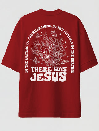 Camiseta Oversized Premium - There was Jesus Vermelha