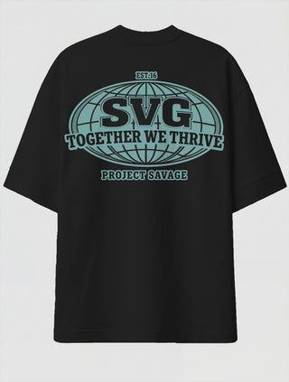 Camiseta Oversized Premium - Together we Thrive Costas Preta