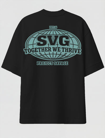 Camiseta Oversized Premium - Together we Thrive Costas Preta