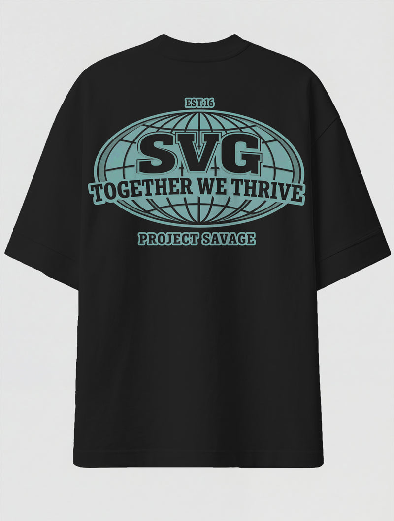 Camiseta Oversized Premium - Together we Thrive Costas Preta