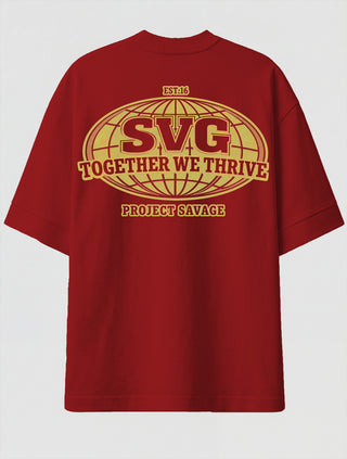 Camiseta Oversized Premium - Together we Thrive Costas Vermelha