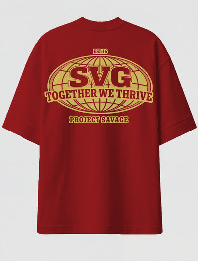 Camiseta Oversized Premium - Together we Thrive Costas Vermelha