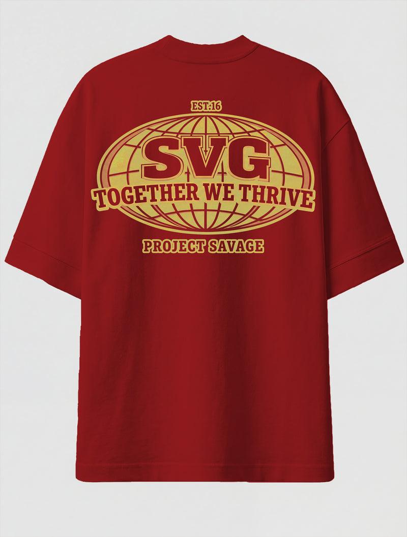 Camiseta Oversized Premium - Together we Thrive Costas Vermelha