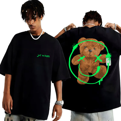 Camiseta Oversized Premium - Just Be Happy Bear